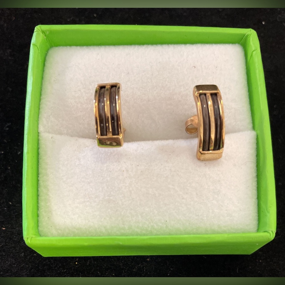 9K Solid Yellow Gold Half Hoop Earrings